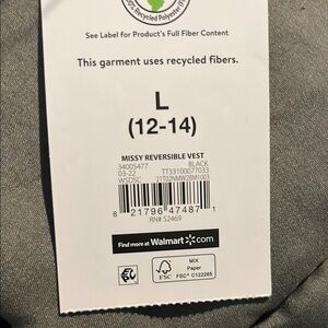 Time and Tru Black Reversible Vest